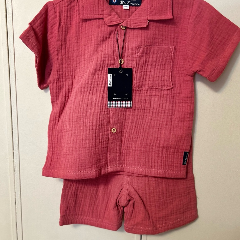 Ben Sherman Kids' Red Button Down Shirt Set